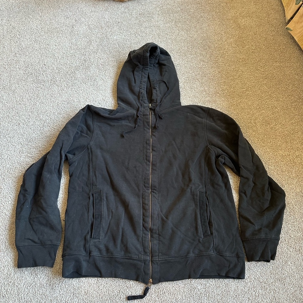 Large alternative cotton black  Zip-Up Hoodie